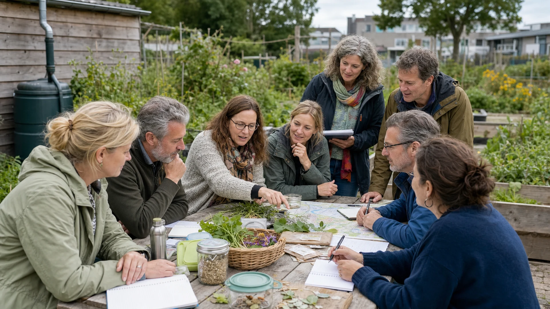 Education professionals collaborating during a sustainability workshop