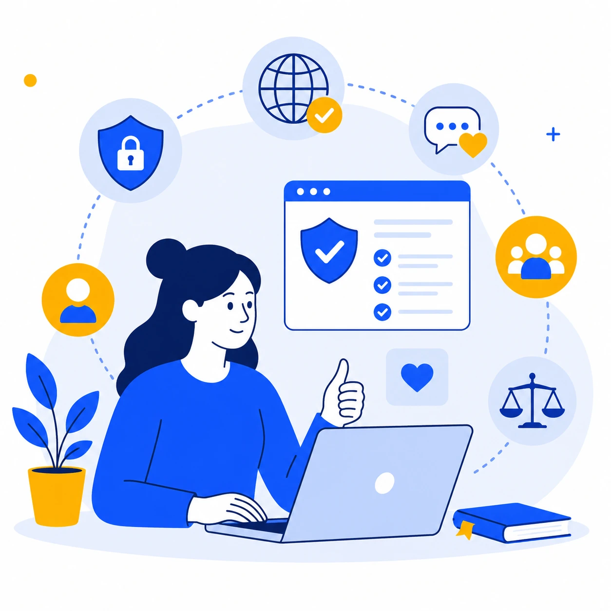 Illustration representing safe and responsible participation in digital environments
