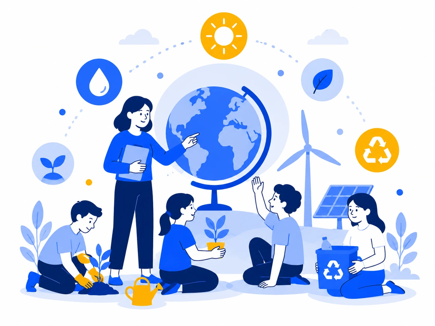 Illustration representing environmental education and local action