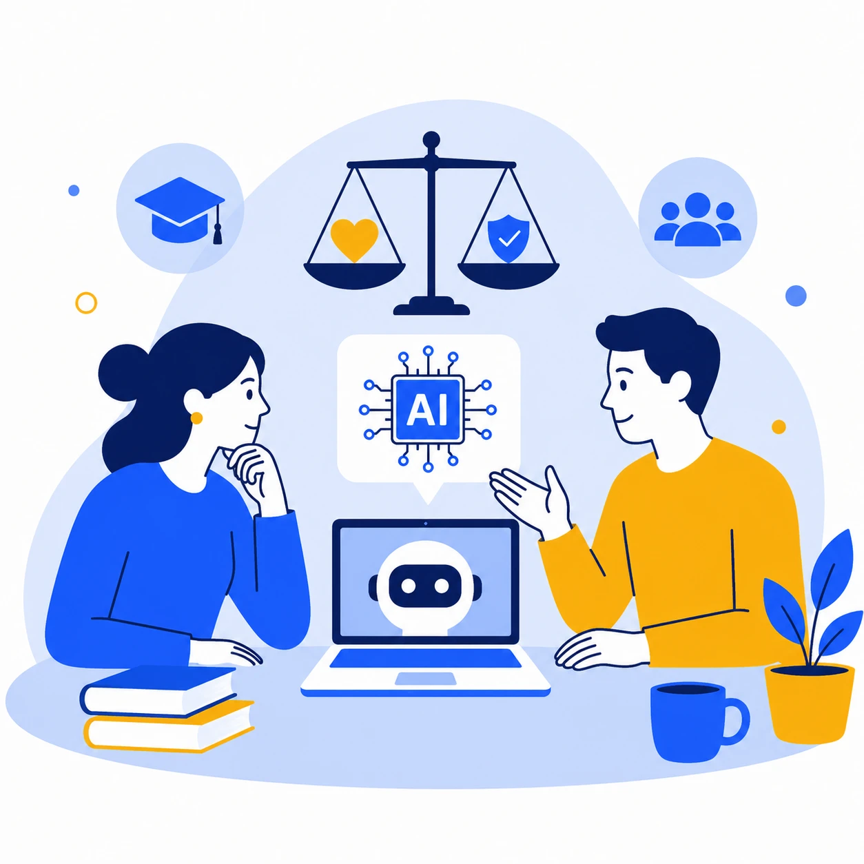 Illustration representing ethical artificial intelligence and human responsibility