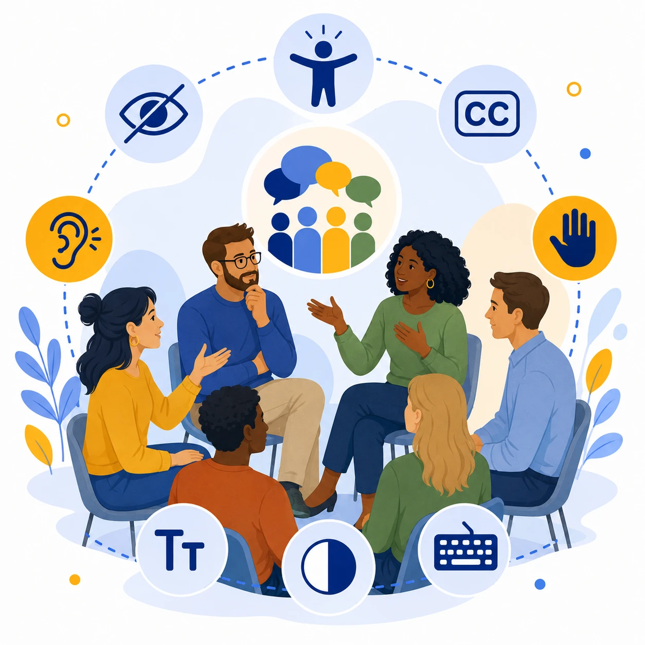Illustration representing inclusive dialogue, participation and shared decision-making